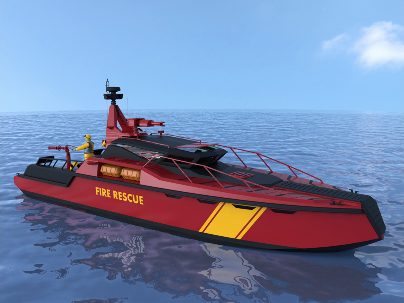 PREMAX 16 Fire Rescue configuration render on water