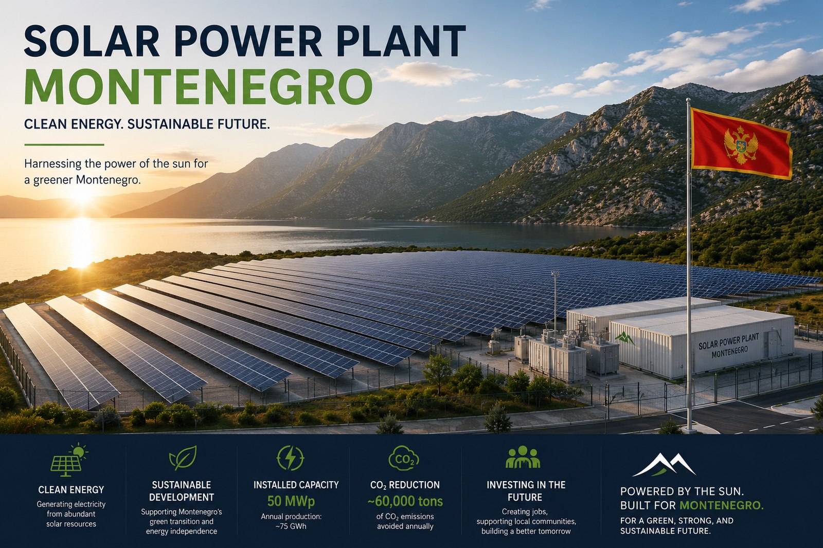 Solar Power Plant Montenegro concept visualization