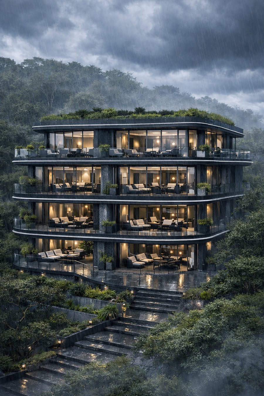 PREMAX Residences concept render — hillside setting